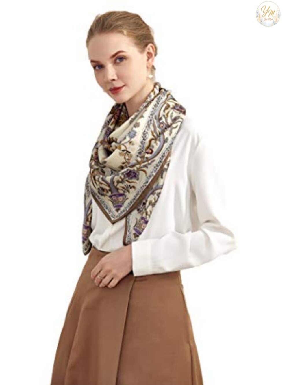 100% Silk Large Square Scarf Wrap 42x42 Charmeuse Fashion Accessory